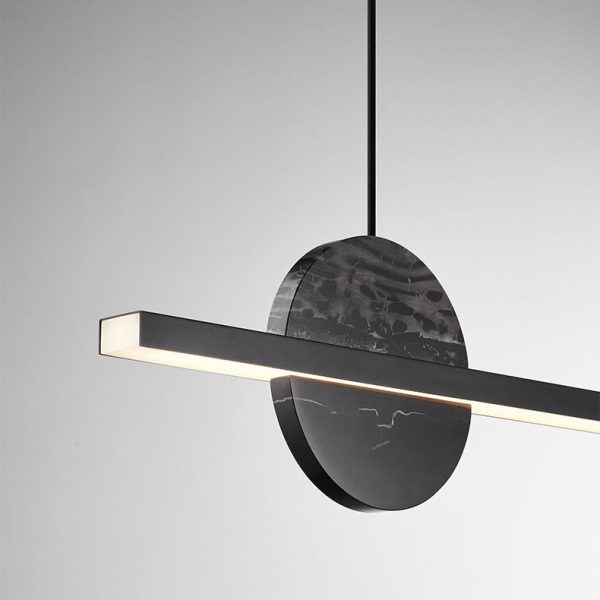 Modern Minimalist Brass Marble Linear Round LED Chandelier Island Light For Dining Room - Image 9