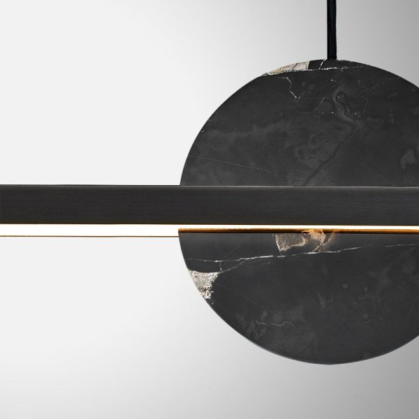Modern Minimalist Brass Marble Linear Round LED Chandelier Island Light For Dining Room - Image 11