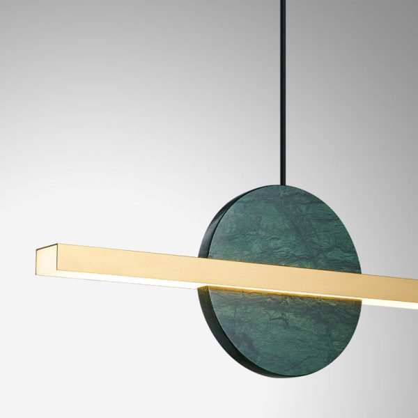 Modern Minimalist Brass Marble Linear Round LED Chandelier Island Light For Dining Room - Image 17