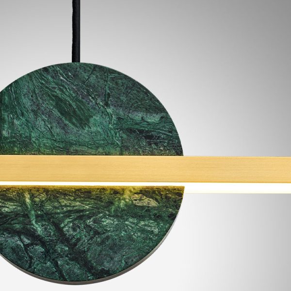Modern Minimalist Brass Marble Linear Round LED Chandelier Island Light For Dining Room - Image 13