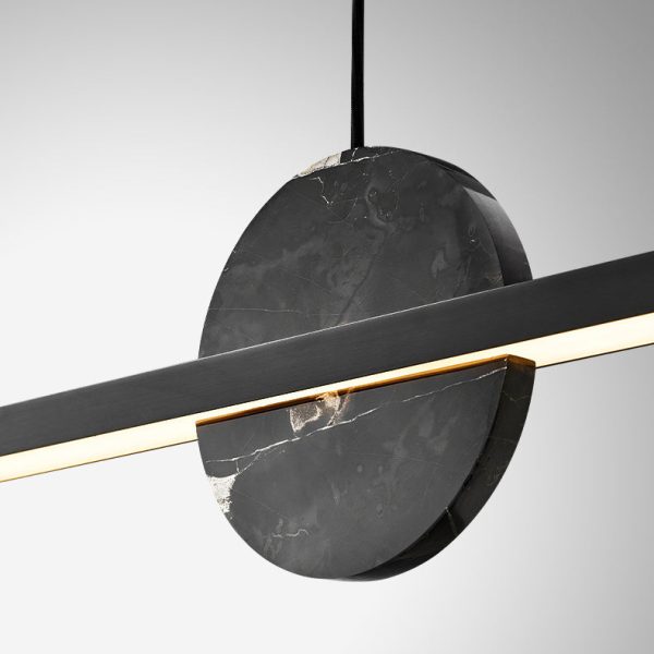 Modern Minimalist Brass Marble Linear Round LED Chandelier Island Light For Dining Room - Image 12