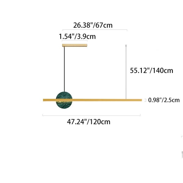 Modern Minimalist Brass Marble Linear Round LED Chandelier Island Light For Dining Room - Image 5