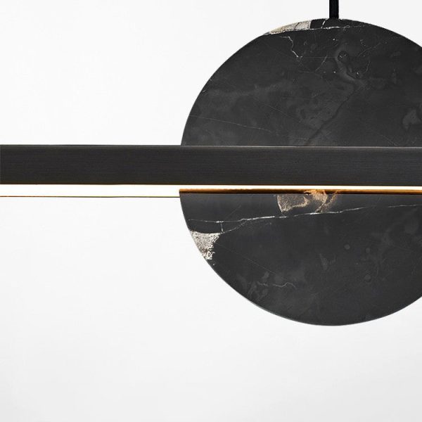 Modern Minimalist Brass Marble Linear Round LED Chandelier Island Light For Dining Room - Image 10