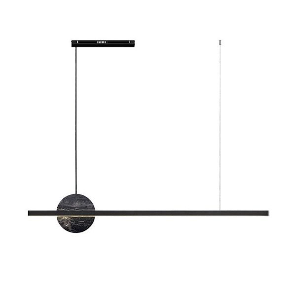 Modern Minimalist Brass Marble Linear Round LED Chandelier Island Light For Dining Room - Image 25