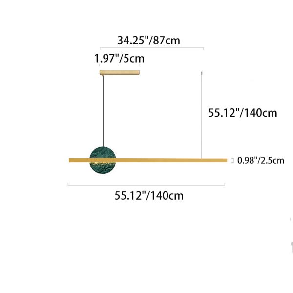 Modern Minimalist Brass Marble Linear Round LED Chandelier Island Light For Dining Room - Image 6