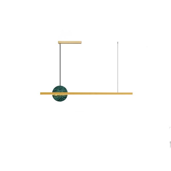 Modern Minimalist Brass Marble Linear Round LED Chandelier Island Light For Dining Room - Image 24