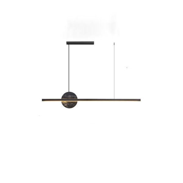 Modern Minimalist Brass Marble Linear Round LED Chandelier Island Light For Dining Room - Image 23