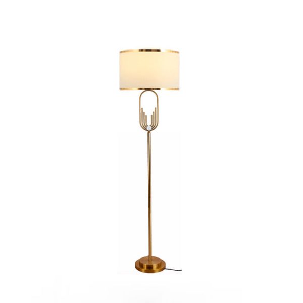 Contemporary Scandinavian Fabric Iron Oval-U Shape Round 1-Light Standing Floor Lamp For Bedroom & Living Room - Image 18