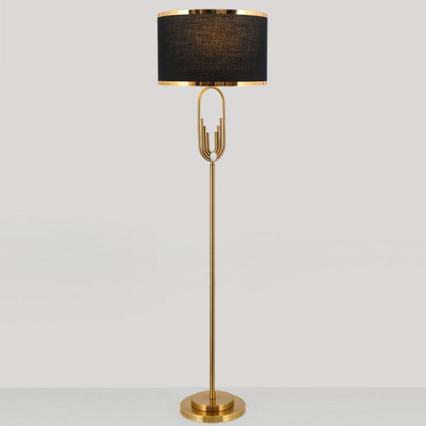 Contemporary Scandinavian Fabric Iron Oval-U Shape Round 1-Light Standing Floor Lamp For Bedroom & Living Room - Image 15