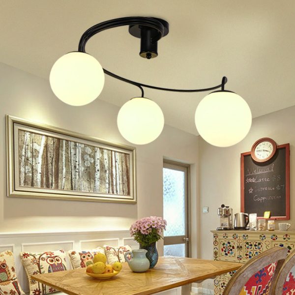 Contemporary Creative Glass Iron Curved-Round Globe 3/5-Light Semi-Flush Mount Ceiling Light For Bedroom & Living Room - Image 10
