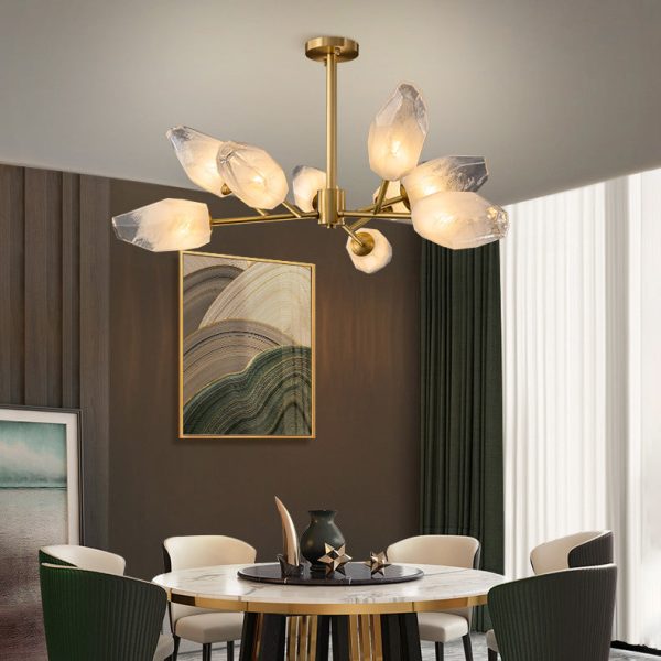 Contemporary Creative Brass Glass Round Branch 9/12-Light Chandelier For Bedroom & Living Room