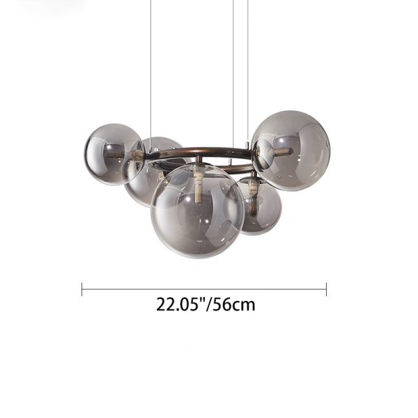 Contemporary Scandinavian Glass Iron Round Orb 5/7/9-Light Chandelier For Bedroom & Living Room - Image 4