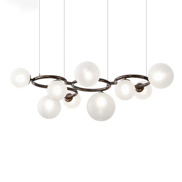 Contemporary Scandinavian Glass Iron Round Orb 5/7/9-Light Chandelier For Bedroom & Living Room - Image 25