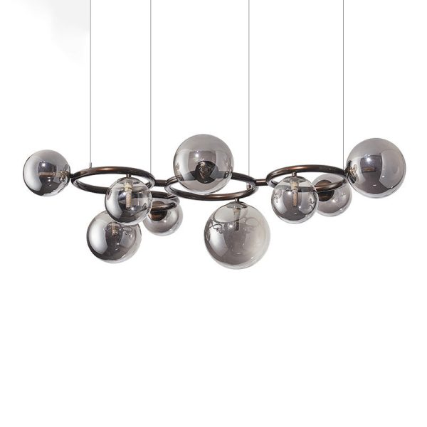 Contemporary Scandinavian Glass Iron Round Orb 5/7/9-Light Chandelier For Bedroom & Living Room - Image 21