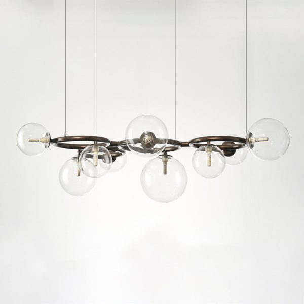Contemporary Scandinavian Glass Iron Round Orb 5/7/9-Light Chandelier For Bedroom & Living Room - Image 17