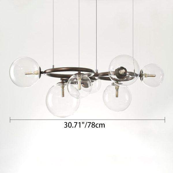 Contemporary Scandinavian Glass Iron Round Orb 5/7/9-Light Chandelier For Bedroom & Living Room - Image 5