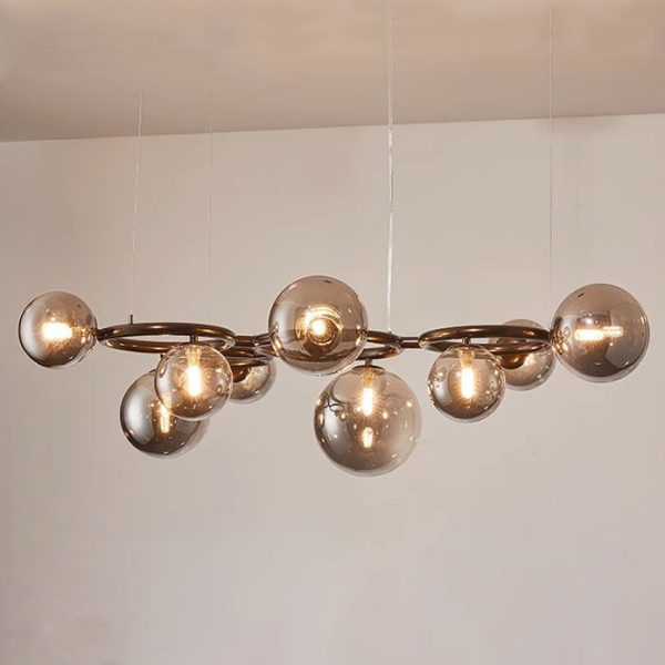 Contemporary Scandinavian Glass Iron Round Orb 5/7/9-Light Chandelier For Bedroom & Living Room - Image 14