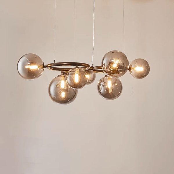 Contemporary Scandinavian Glass Iron Round Orb 5/7/9-Light Chandelier For Bedroom & Living Room - Image 11