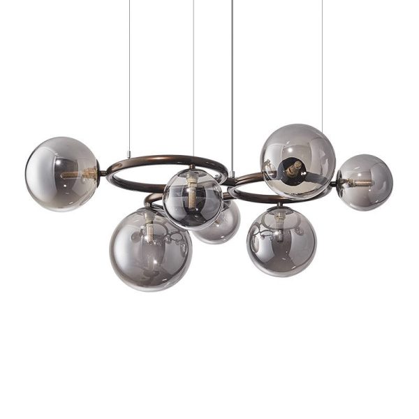 Contemporary Scandinavian Glass Iron Round Orb 5/7/9-Light Chandelier For Bedroom & Living Room - Image 20