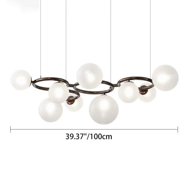 Contemporary Scandinavian Glass Iron Round Orb 5/7/9-Light Chandelier For Bedroom & Living Room - Image 6