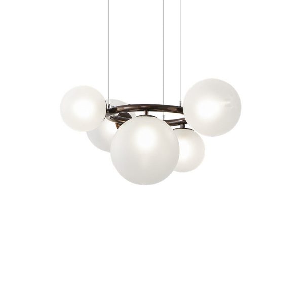 Contemporary Scandinavian Glass Iron Round Orb 5/7/9-Light Chandelier For Bedroom & Living Room - Image 23