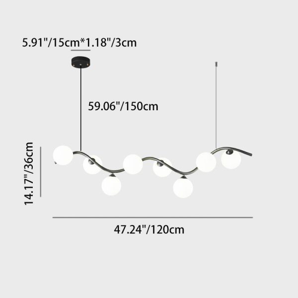 Contemporary Creative Glass Iron Curved Globe 8/10-Light Chandelier Island Light For Dining Room - Image 4