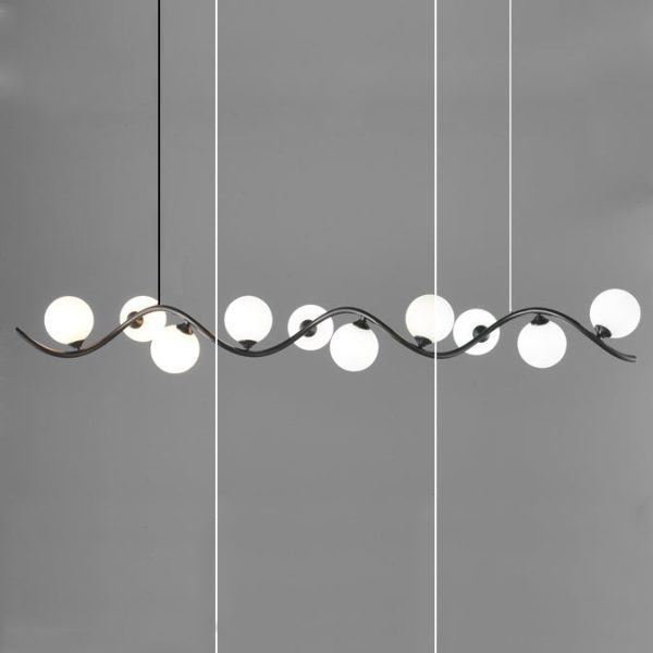 Contemporary Creative Glass Iron Curved Globe 8/10-Light Chandelier Island Light For Dining Room - Image 15