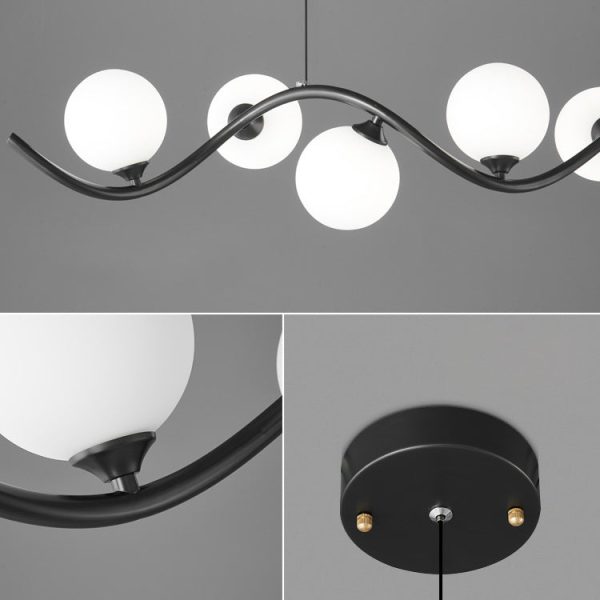 Contemporary Creative Glass Iron Curved Globe 8/10-Light Chandelier Island Light For Dining Room - Image 6