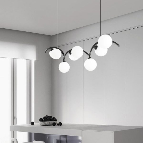 Contemporary Creative Glass Iron Curved Globe 8/10-Light Chandelier Island Light For Dining Room - Image 11