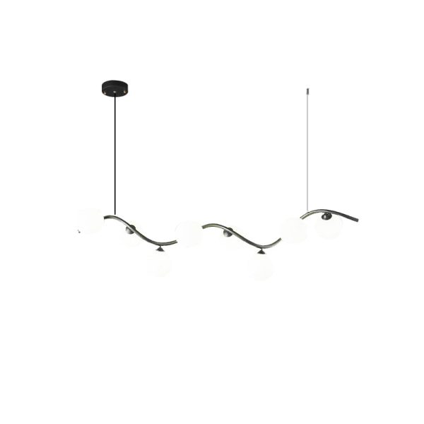 Contemporary Creative Glass Iron Curved Globe 8/10-Light Chandelier Island Light For Dining Room - Image 18