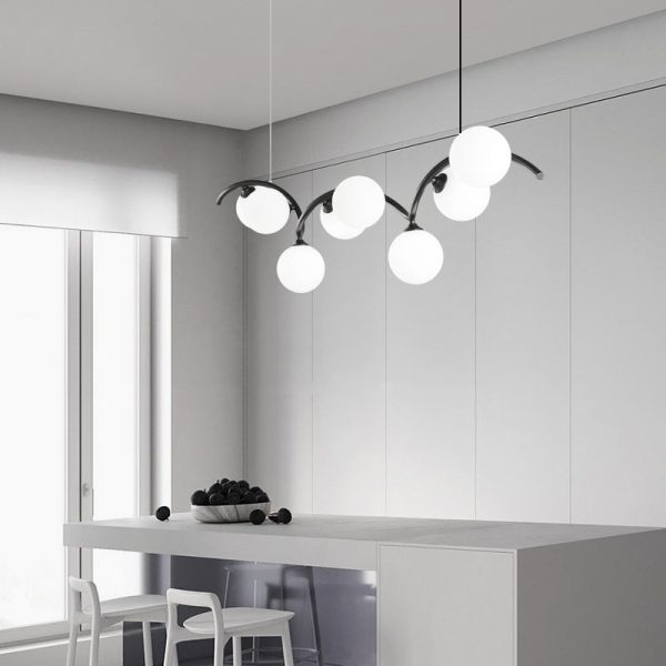 Contemporary Creative Glass Iron Curved Globe 8/10-Light Chandelier Island Light For Dining Room - Image 13