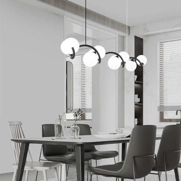 Contemporary Creative Glass Iron Curved Globe 8/10-Light Chandelier Island Light For Dining Room - Image 14