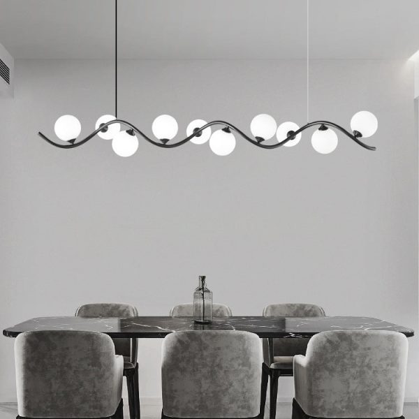 Contemporary Creative Glass Iron Curved Globe 8/10-Light Chandelier Island Light For Dining Room - Image 3