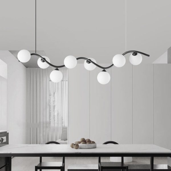 Contemporary Creative Glass Iron Curved Globe 8/10-Light Chandelier Island Light For Dining Room - Image 2