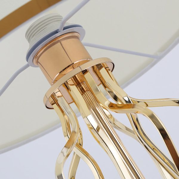 Contemporary Creative Fabric Metal Marble Curved Round 1-Light Table Lamp For Bedroom - Image 7
