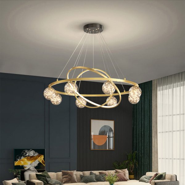 Contemporary Creative PC Iron Round Globe LED Chandelier For Living Room - Image 12