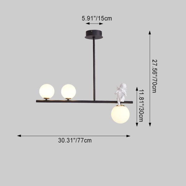 Contemporary Scandinavian Glass Resin Metal Linear Angel Shape 3/4-Light Chandelier Island Light For Dining Room - Image 4