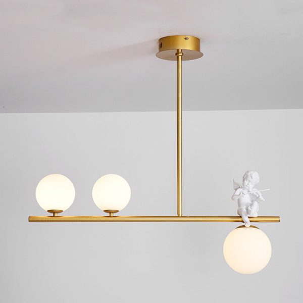 Contemporary Scandinavian Glass Resin Metal Linear Angel Shape 3/4-Light Chandelier Island Light For Dining Room - Image 15