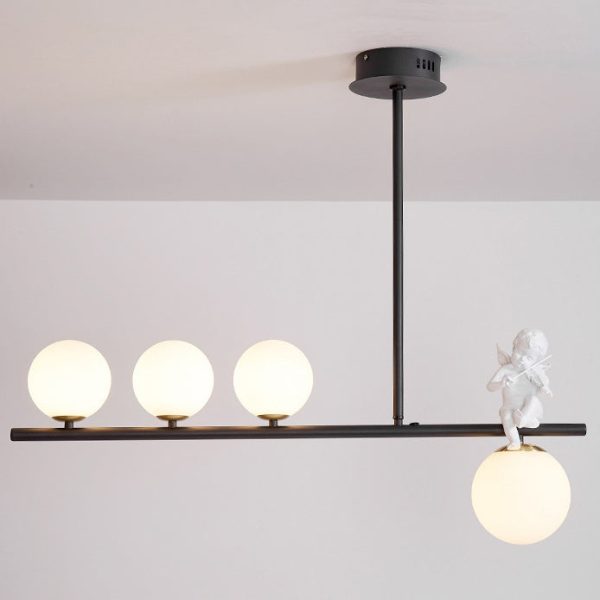 Contemporary Scandinavian Glass Resin Metal Linear Angel Shape 3/4-Light Chandelier Island Light For Dining Room - Image 17