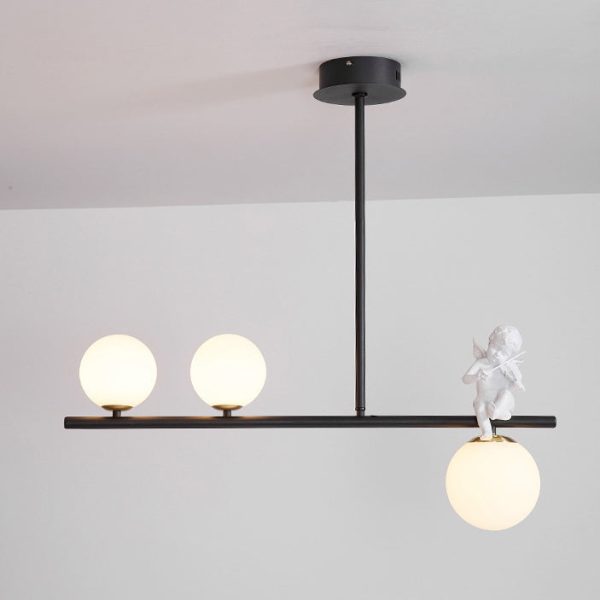 Contemporary Scandinavian Glass Resin Metal Linear Angel Shape 3/4-Light Chandelier Island Light For Dining Room - Image 16