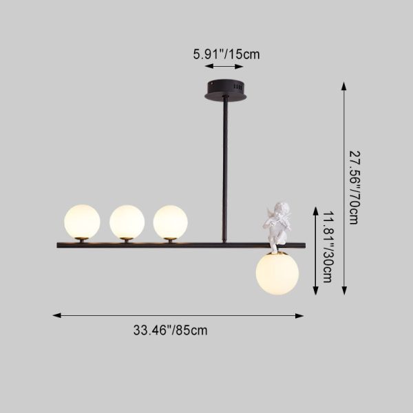 Contemporary Scandinavian Glass Resin Metal Linear Angel Shape 3/4-Light Chandelier Island Light For Dining Room - Image 5