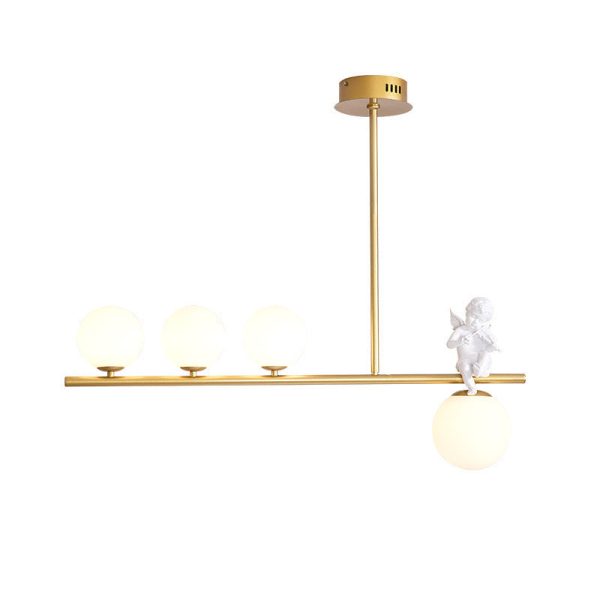 Contemporary Scandinavian Glass Resin Metal Linear Angel Shape 3/4-Light Chandelier Island Light For Dining Room - Image 20