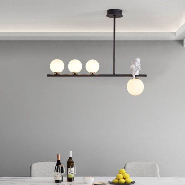 Contemporary Scandinavian Glass Resin Metal Linear Angel Shape 3/4-Light Chandelier Island Light For Dining Room - Image 12