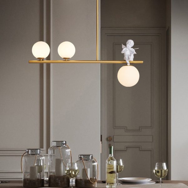 Contemporary Scandinavian Glass Resin Metal Linear Angel Shape 3/4-Light Chandelier Island Light For Dining Room - Image 11
