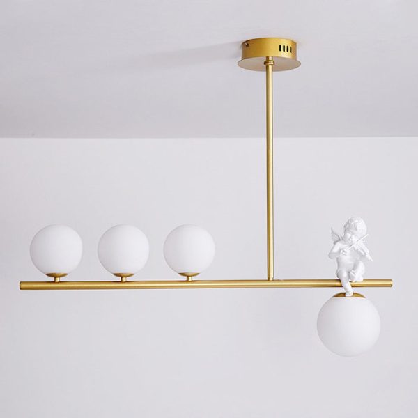 Contemporary Scandinavian Glass Resin Metal Linear Angel Shape 3/4-Light Chandelier Island Light For Dining Room - Image 19