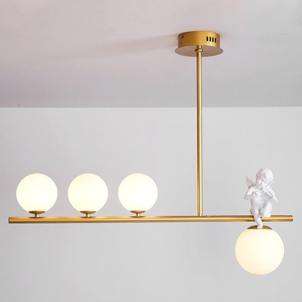 Contemporary Scandinavian Glass Resin Metal Linear Angel Shape 3/4-Light Chandelier Island Light For Dining Room - Image 18