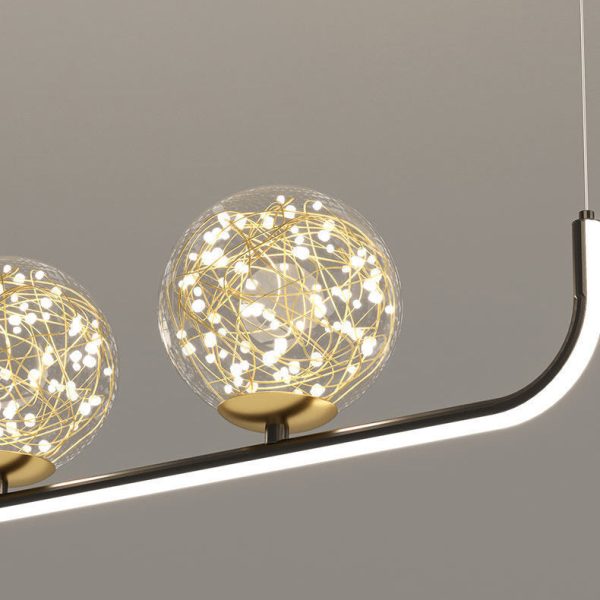 Contemporary Creative Acrylic Silicone Iron Spherical Curved LED Chandelier Island Light For Dining Room - Image 7