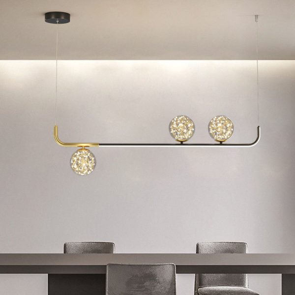Contemporary Creative Acrylic Silicone Iron Spherical Curved LED Chandelier Island Light For Dining Room - Image 13