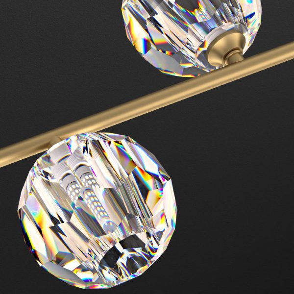 Contemporary Scandinavian Crystal Brass Conical Linear LED Chandelier Island Light For Dining Room - Image 12