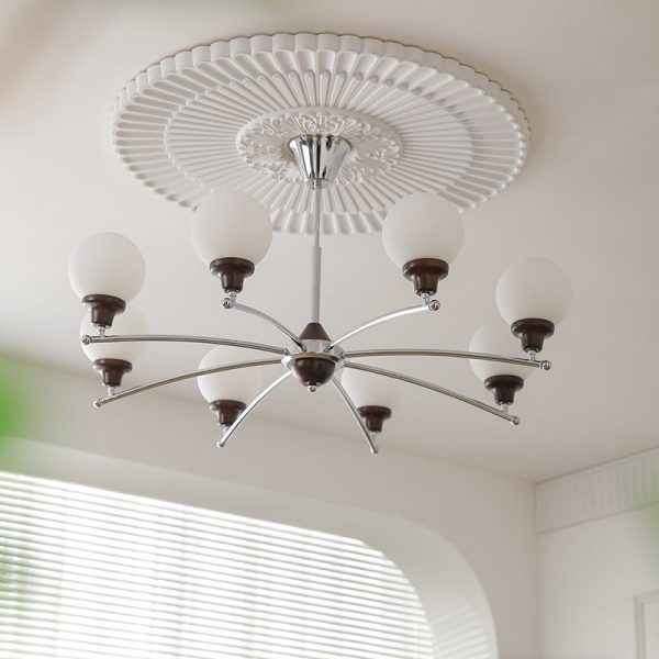 Traditional Chinese Glass Ash Wood Metal Branch Globe Chandelier 4/6/8 Lights For Dining Room - Image 13